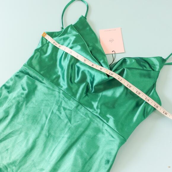 NEW Hello Molly Kelly Green Satin Midi Slip Cowl Neck Dress Size Large US 8 - Picture 6 of 10